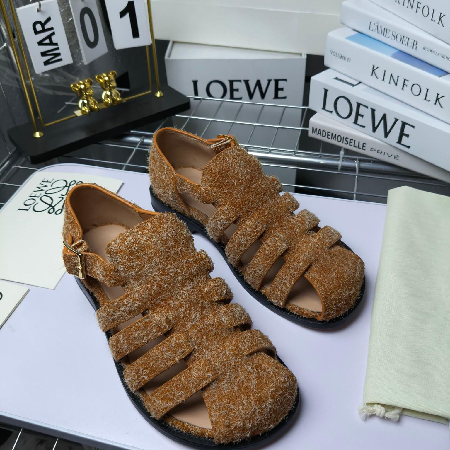 Loewe Campo Sandal In Brushed Suede - DesignerGu