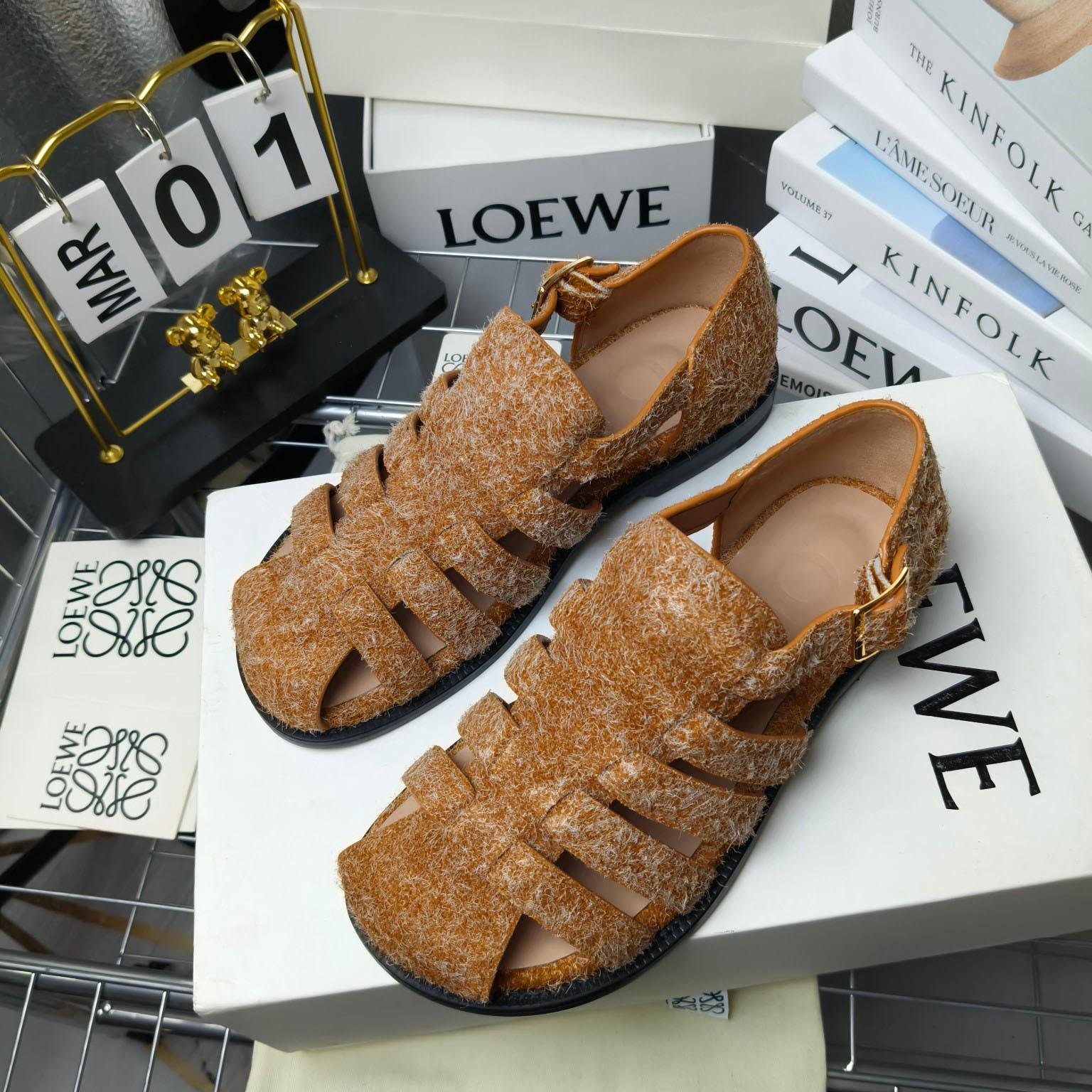 Loewe Campo Sandal In Brushed Suede - DesignerGu