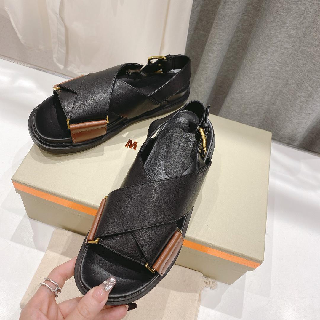 Marni Black And Brown Leather Fussbett - DesignerGu