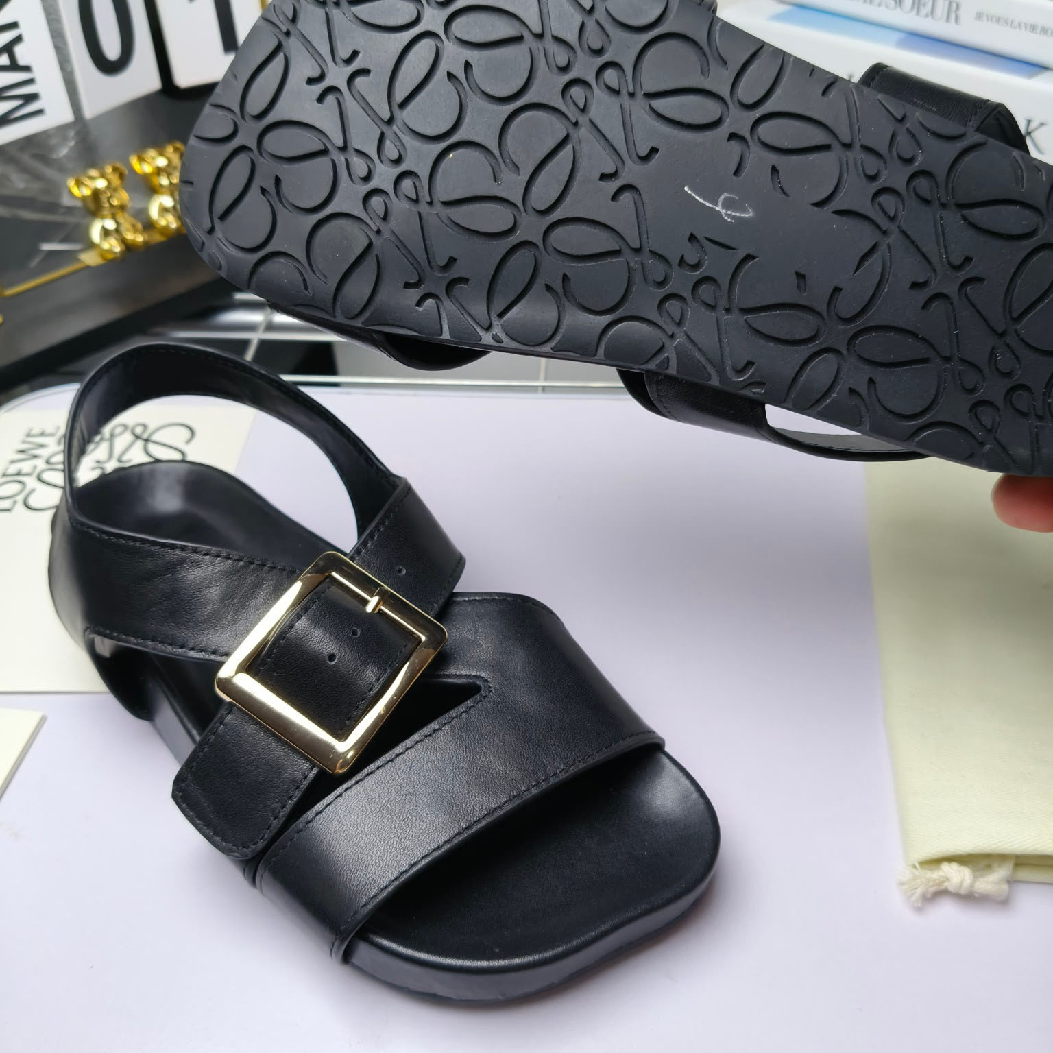 Loewe Ease Buckle Sandal In Vegetal Calfskin - DesignerGu