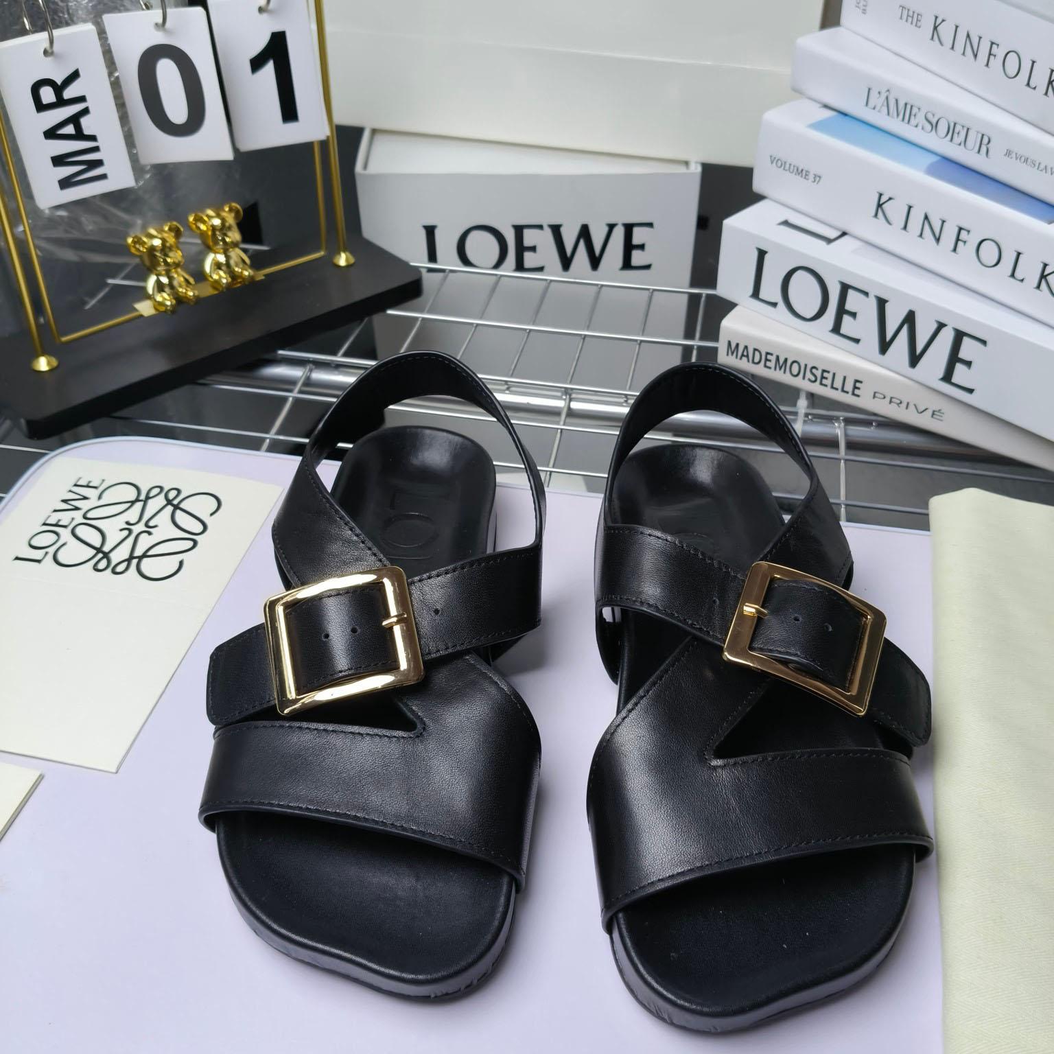 Loewe Ease Buckle Sandal In Vegetal Calfskin - DesignerGu