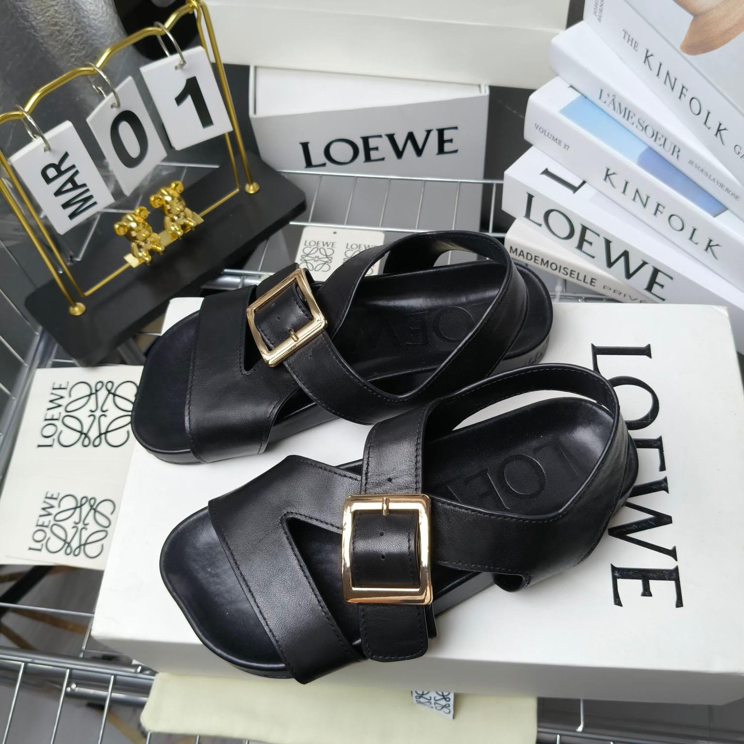 Loewe Ease Buckle Sandal In Vegetal Calfskin - DesignerGu