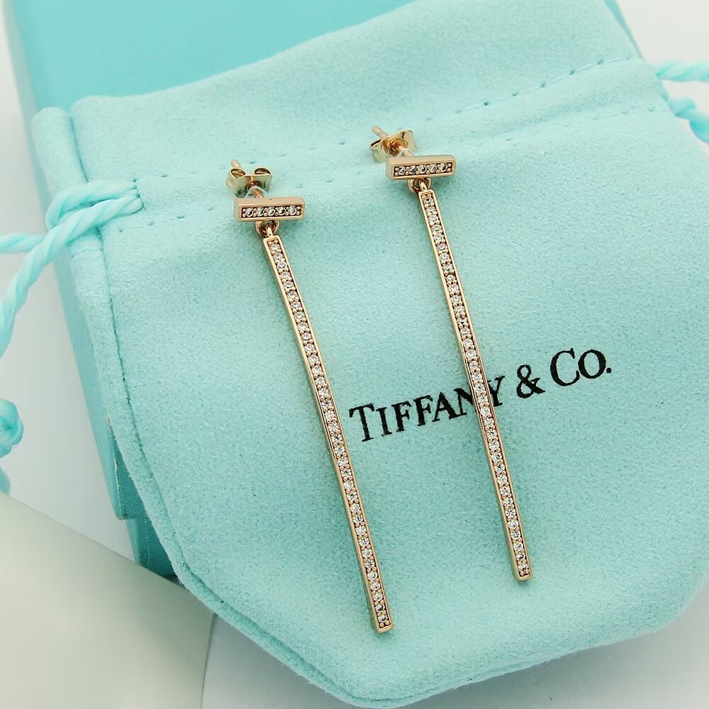 Tiffany & Co. Diamond Bar Earrings - DesignerGu