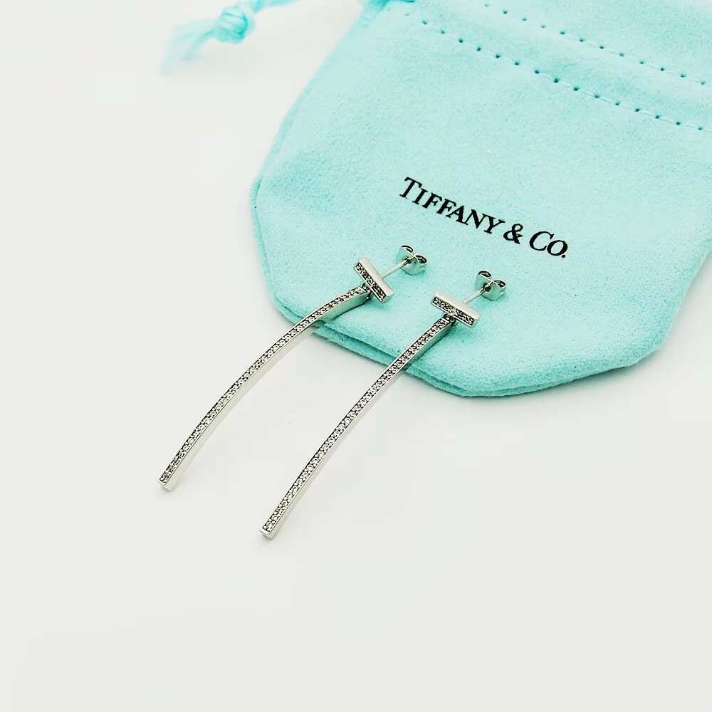 Tiffany & Co. Diamond Bar Earrings - DesignerGu