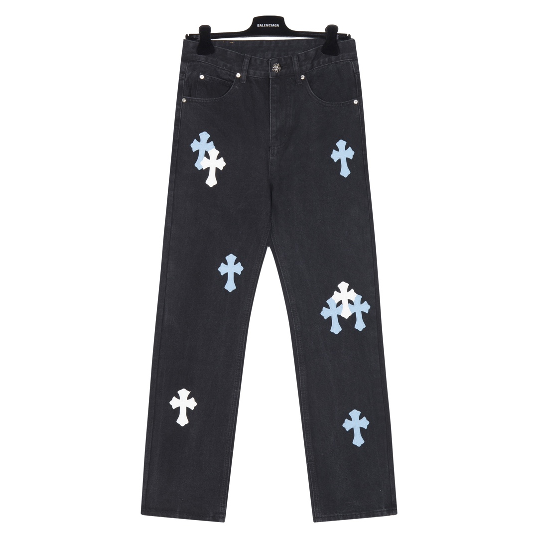 Chrome Hearts Cross Patch Jeans - DesignerGu