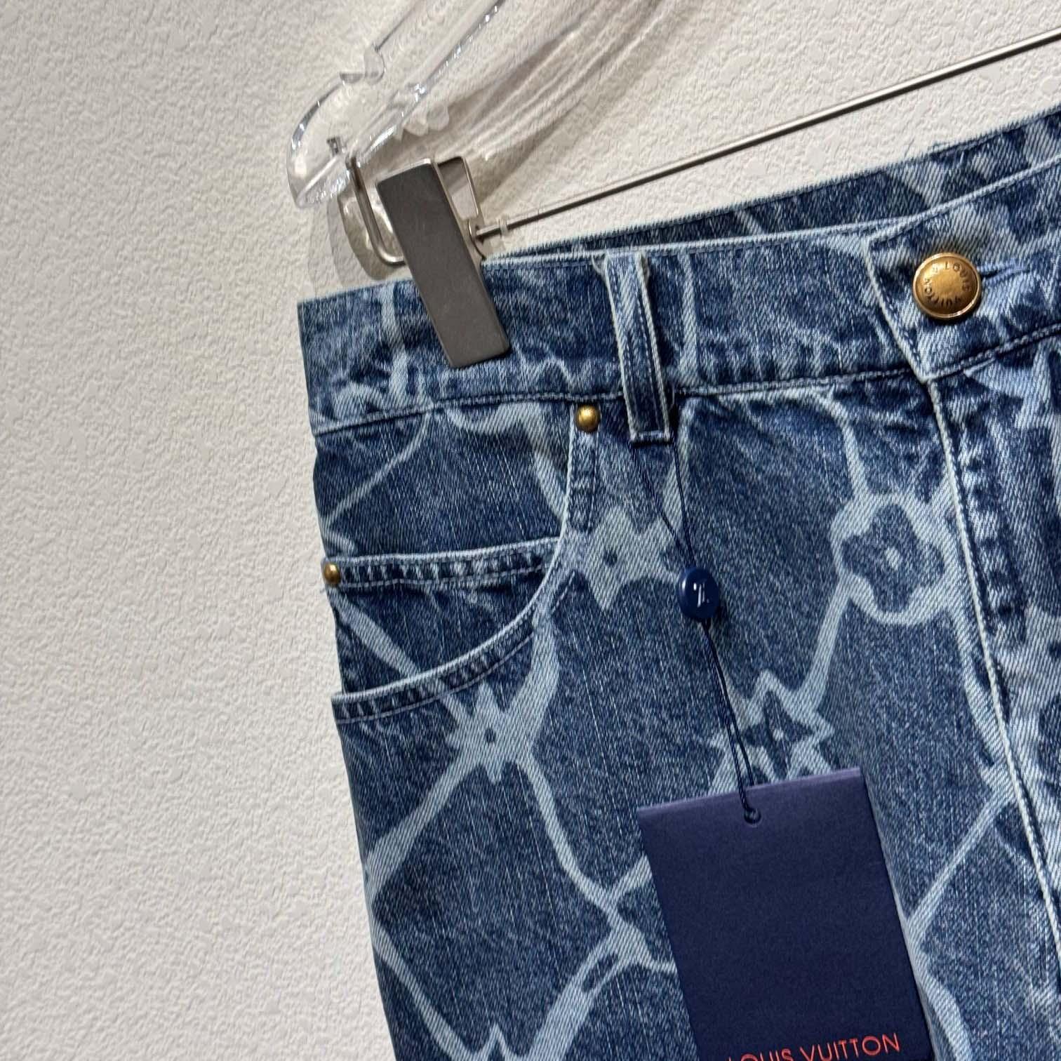 Louis Vuitton Monogram Printed Denim Shorts - DesignerGu