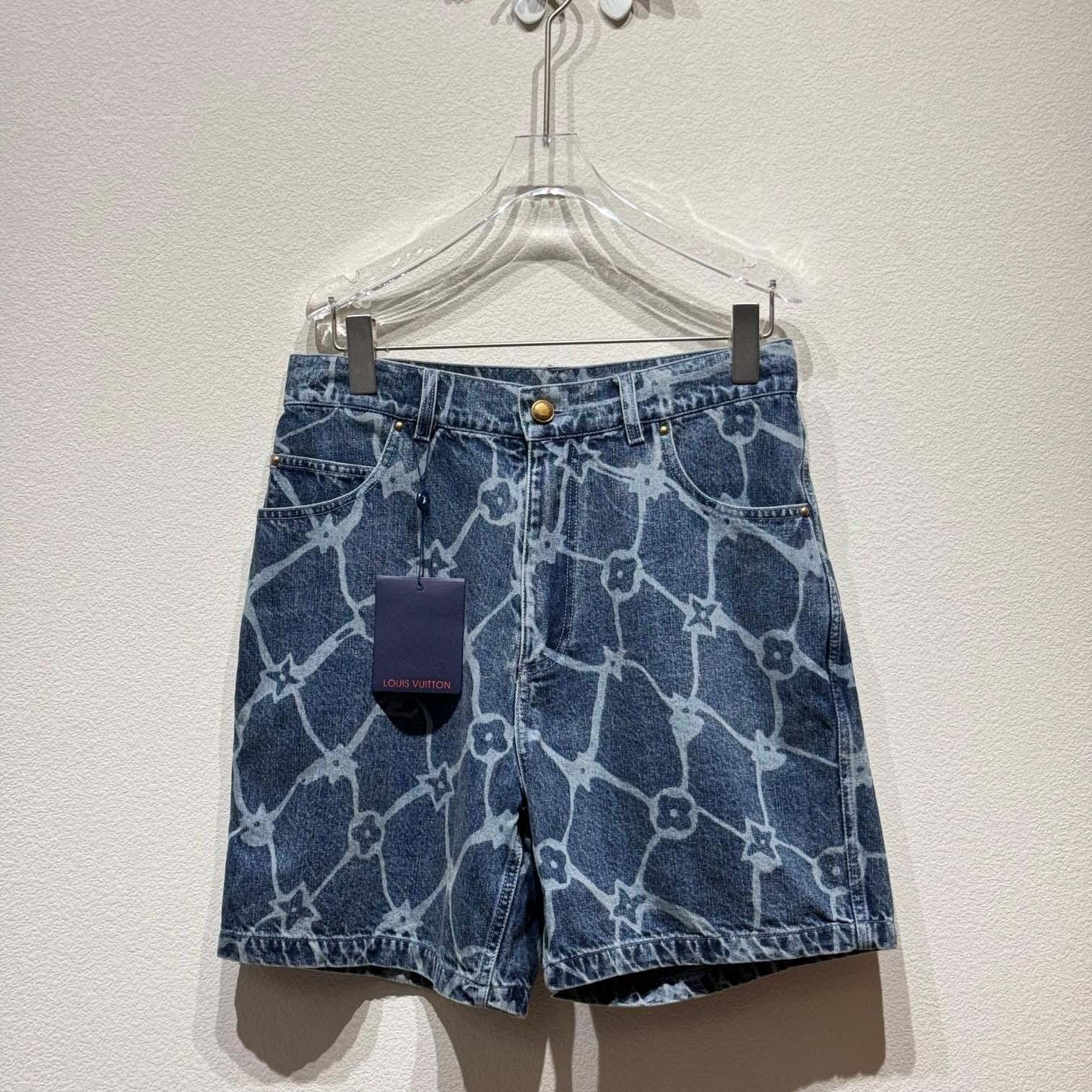 Louis Vuitton Monogram Printed Denim Shorts - DesignerGu