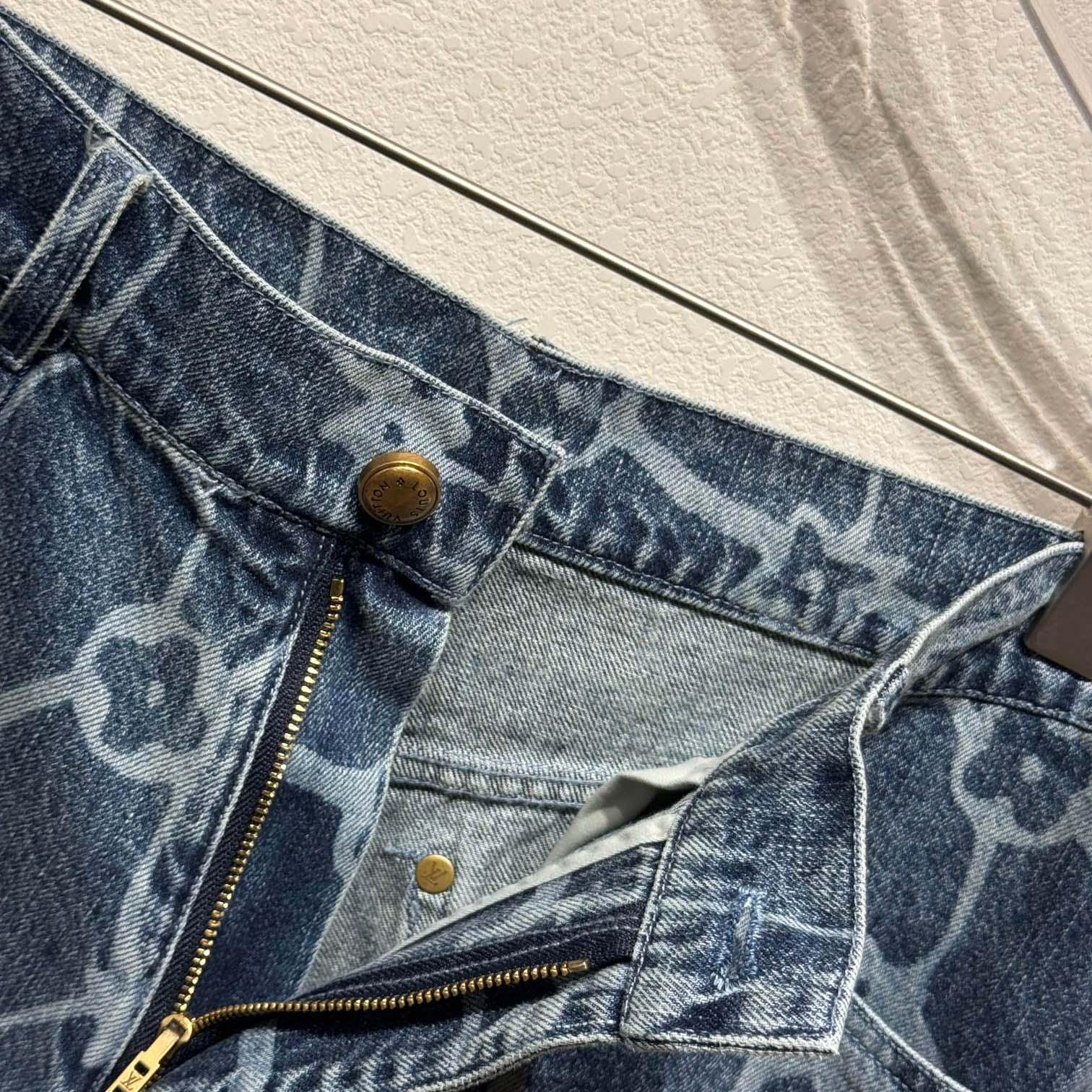 Louis Vuitton Monogram Printed Denim Shorts - DesignerGu