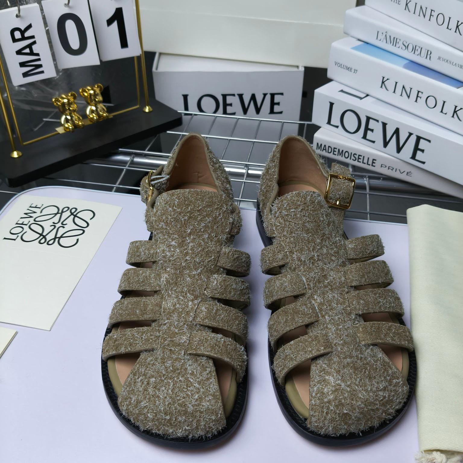 Loewe Campo Sandal In Brushed Suede - DesignerGu