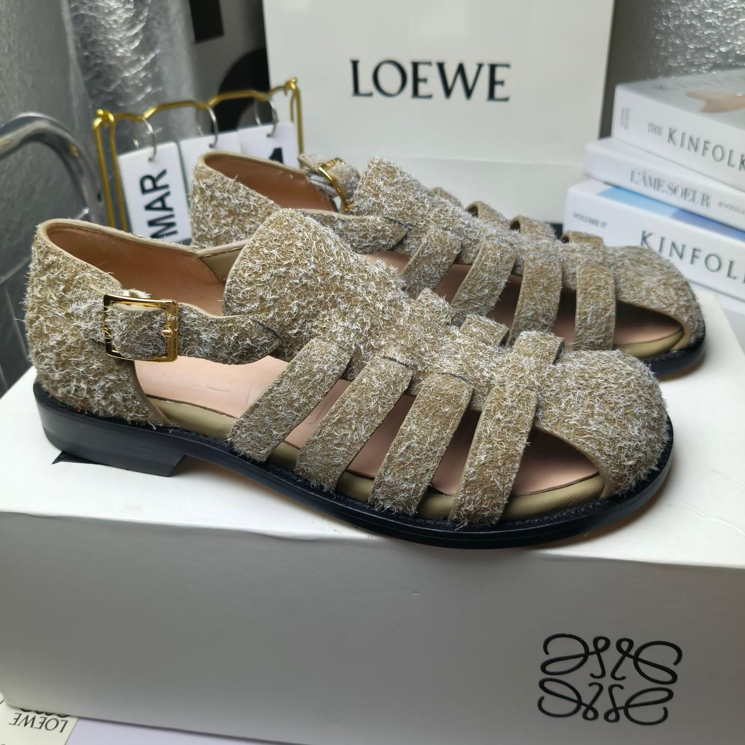 Loewe Campo Sandal In Brushed Suede - DesignerGu