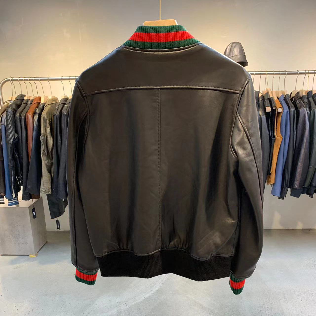 Gucci Leather Jacket With Web - DesignerGu