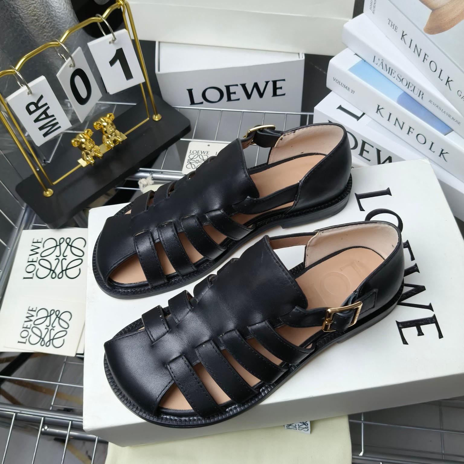 Loewe Campo Sandal In Waxed Calfskin - DesignerGu