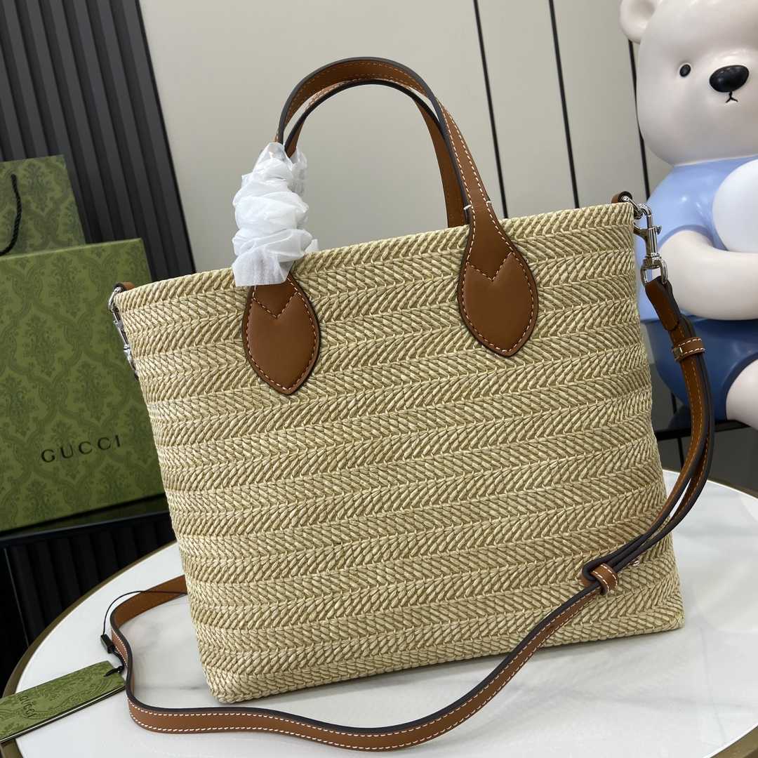 Gucci Small Straw-effect Tote  - DesignerGu