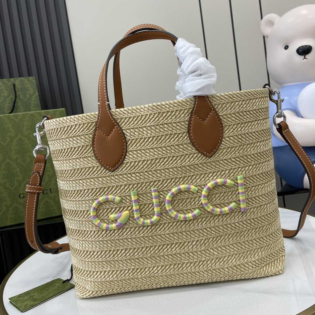 Gucci Small Straw-effect Tote  - DesignerGu