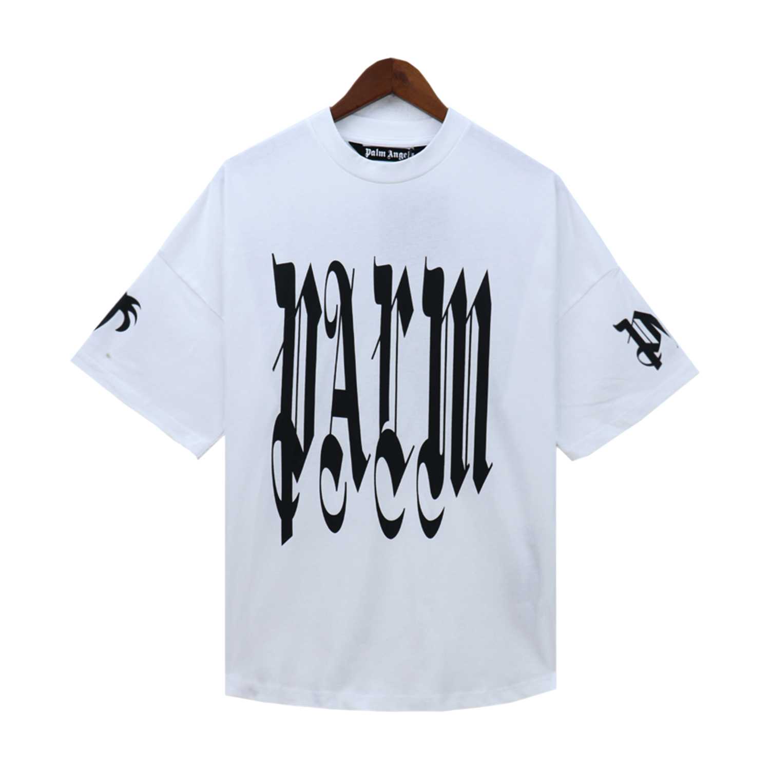 Palm Angels Gothic Logo Over T-Shirt White - DesignerGu