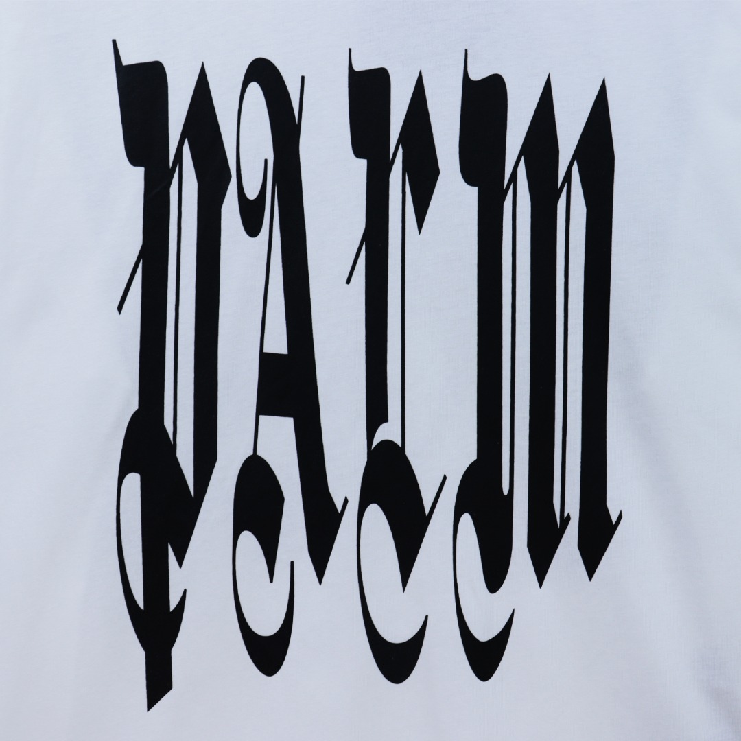 Palm Angels Gothic Logo Over T-Shirt White - DesignerGu