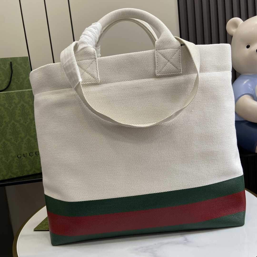 Gucci Canvas Tote Bag With Embossed Detail  - DesignerGu