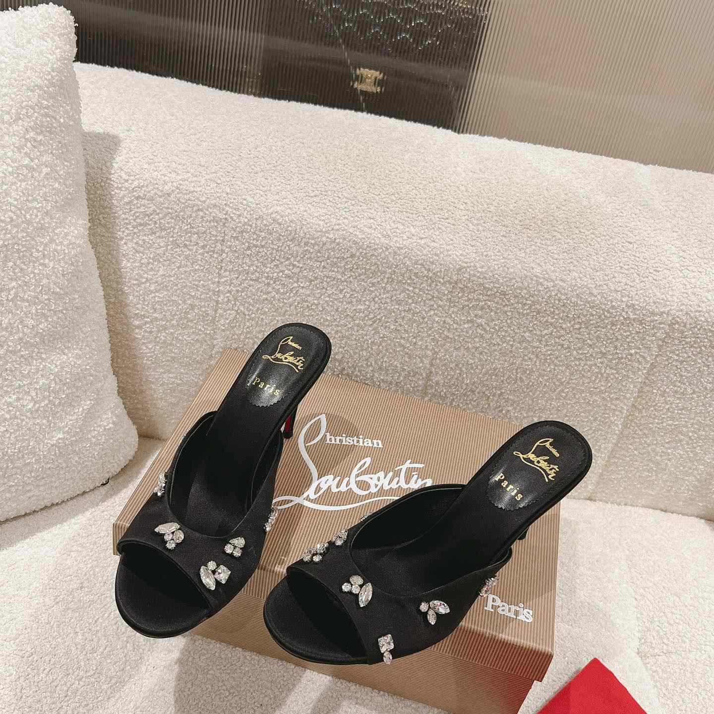 Christian Louboutin Degraqueen 85mm Satin Mules - DesignerGu