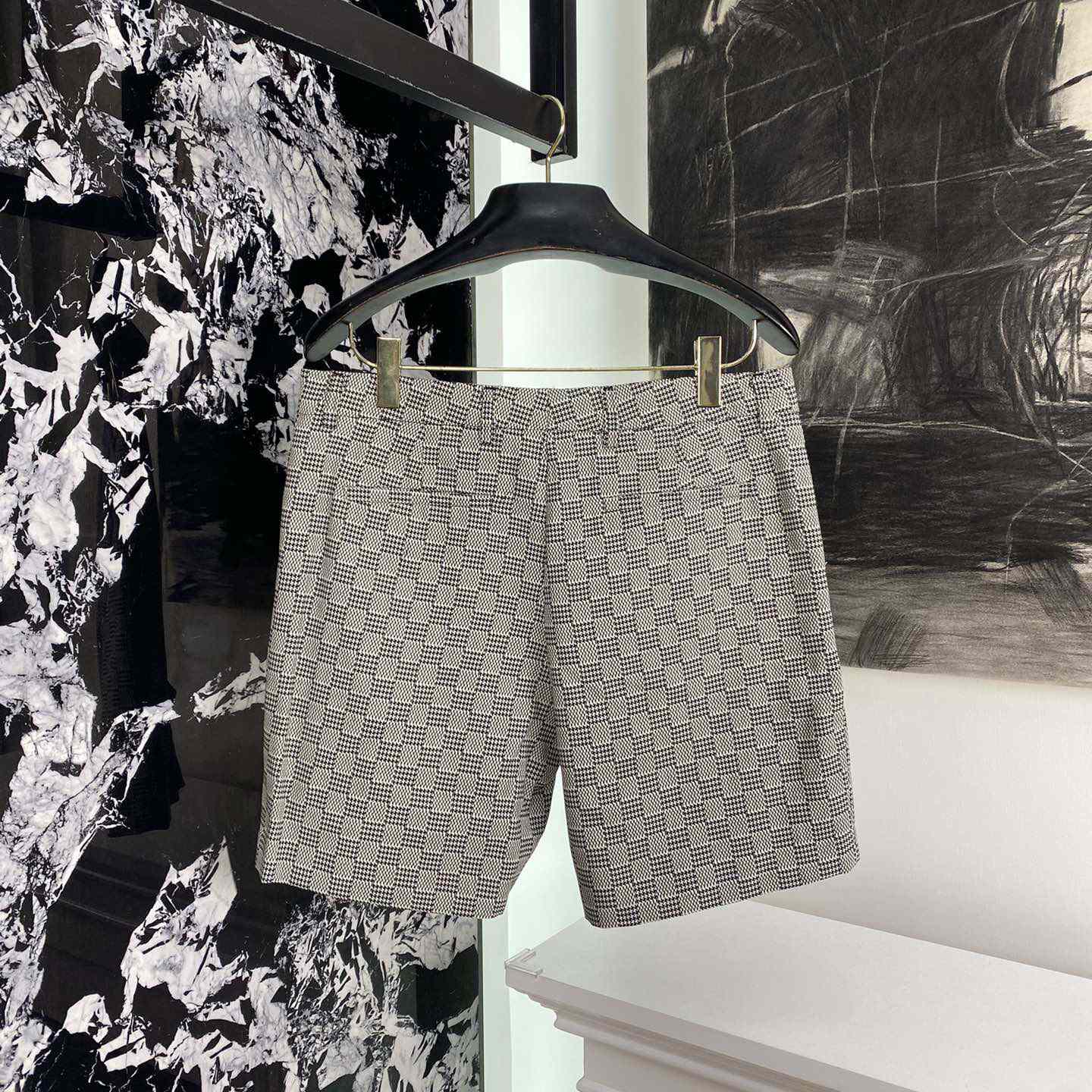 Louis Vuitton Damier Hounds Tooth Slim Wool Shorts - DesignerGu