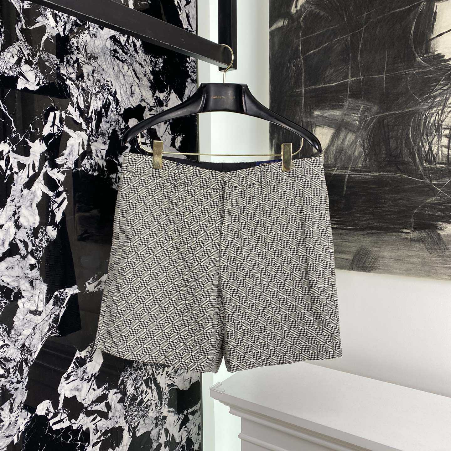 Louis Vuitton Damier Hounds Tooth Slim Wool Shorts - DesignerGu