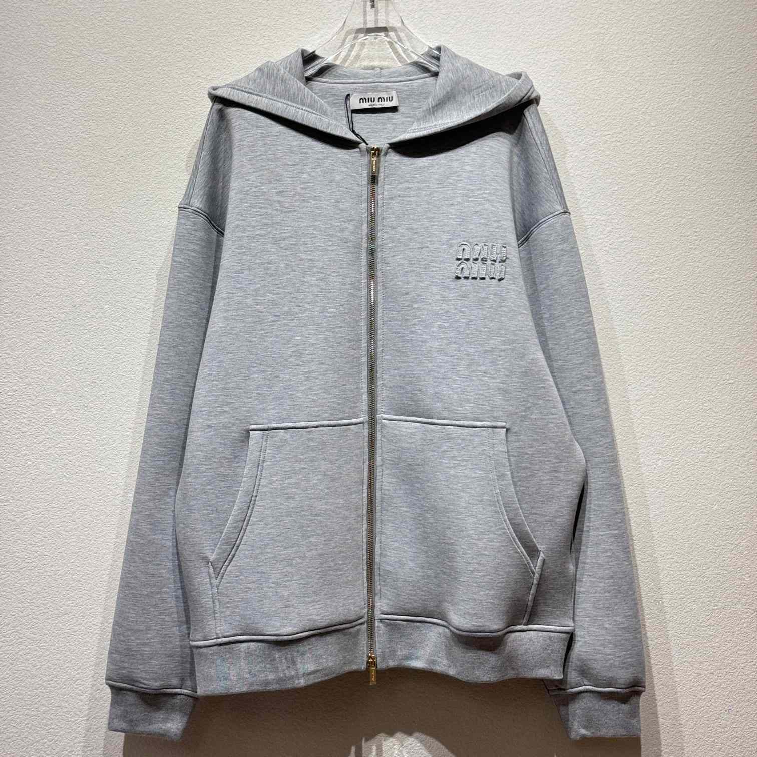 Miu Miu Embroidered Cotton Hoodie - DesignerGu