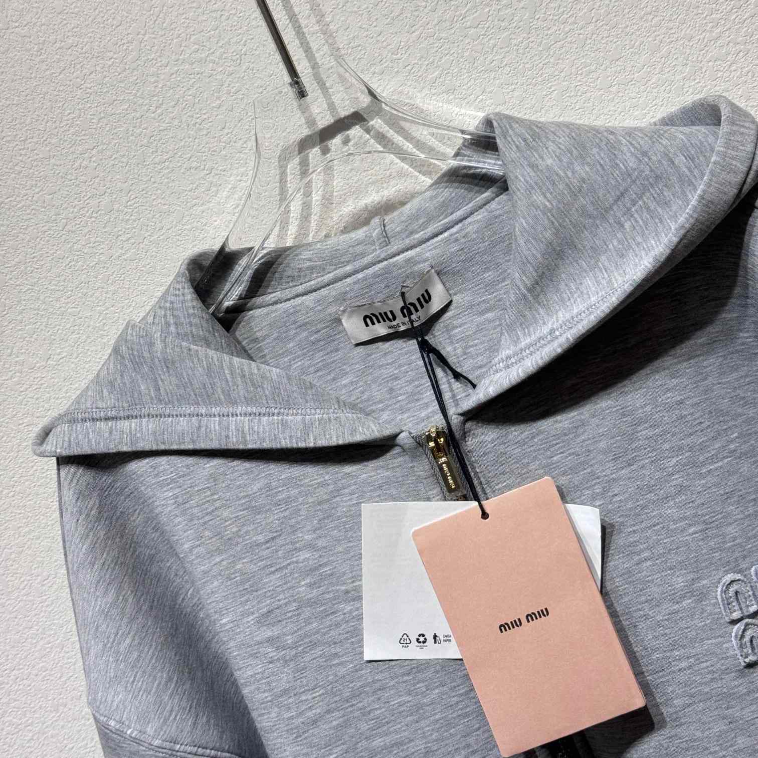 Miu Miu Embroidered Cotton Hoodie - DesignerGu