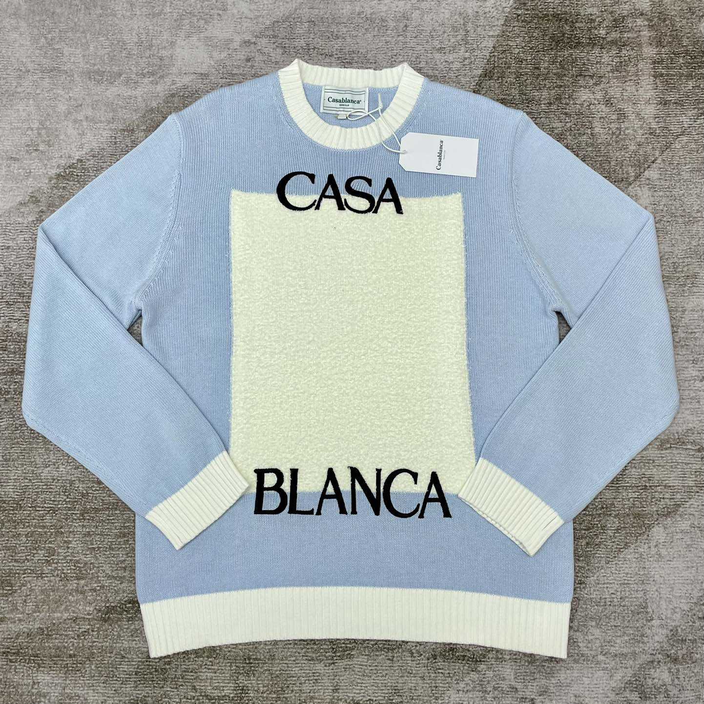 Casablanca Knit Logo Sweater 'Light Blue'    D0018 - DesignerGu