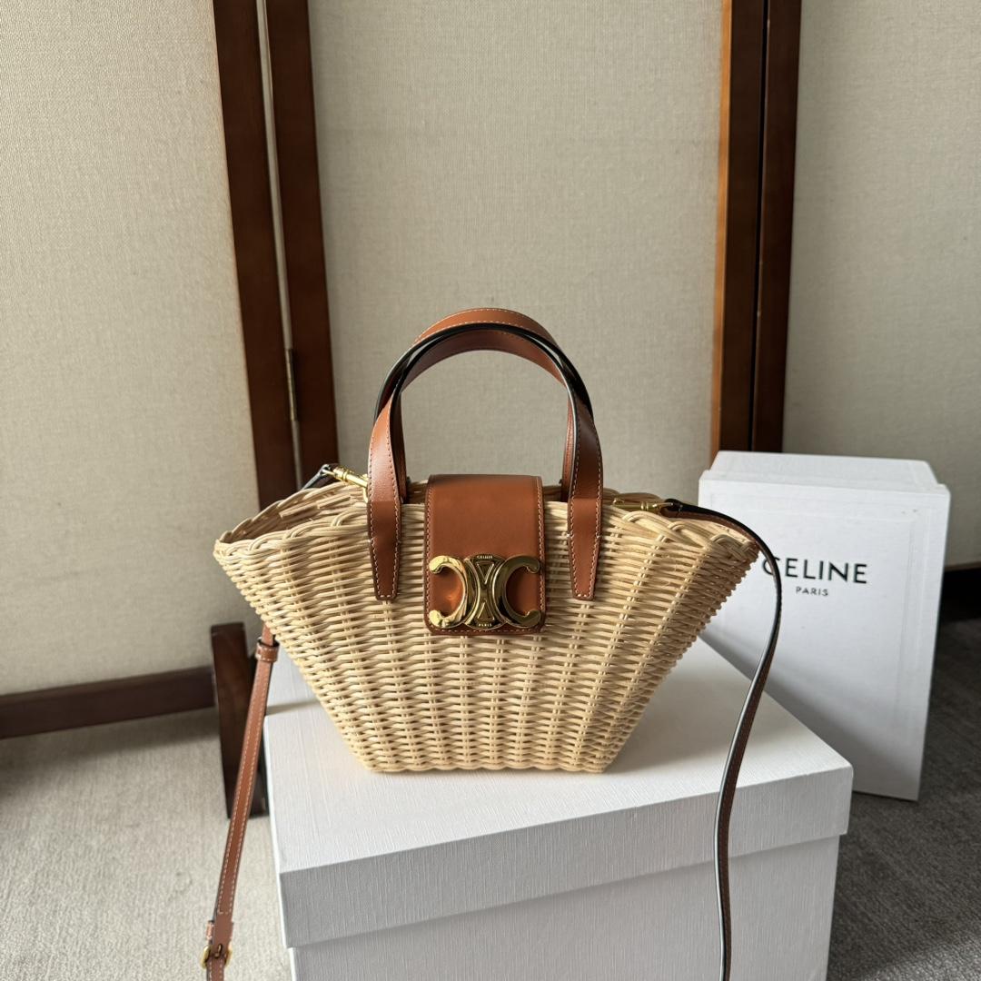 Celine Teen Couffin In Wicker And Natural Calfskin - DesignerGu