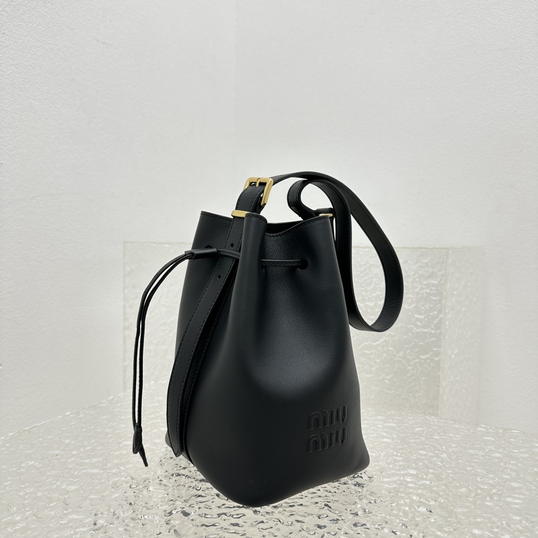 Miu Miu Leather Bucket Bag - DesignerGu