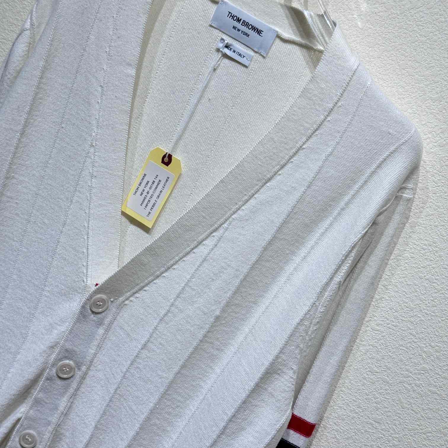 Thom Browne RWB striped V-neck cardigan - DesignerGu