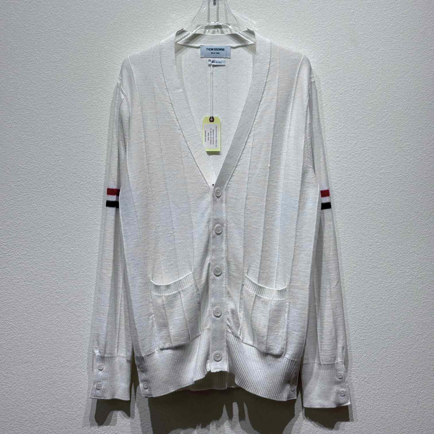 Thom Browne RWB striped V-neck cardigan - DesignerGu