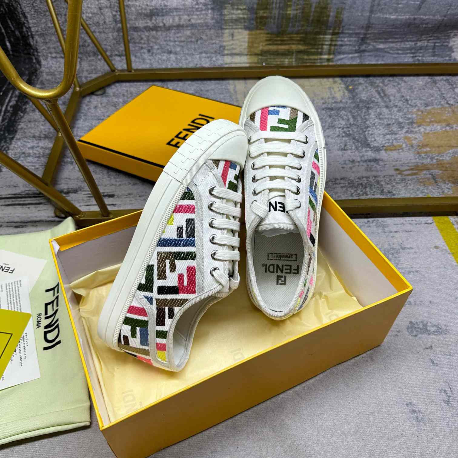 Fendi Domino Canvas Sneakers - DesignerGu