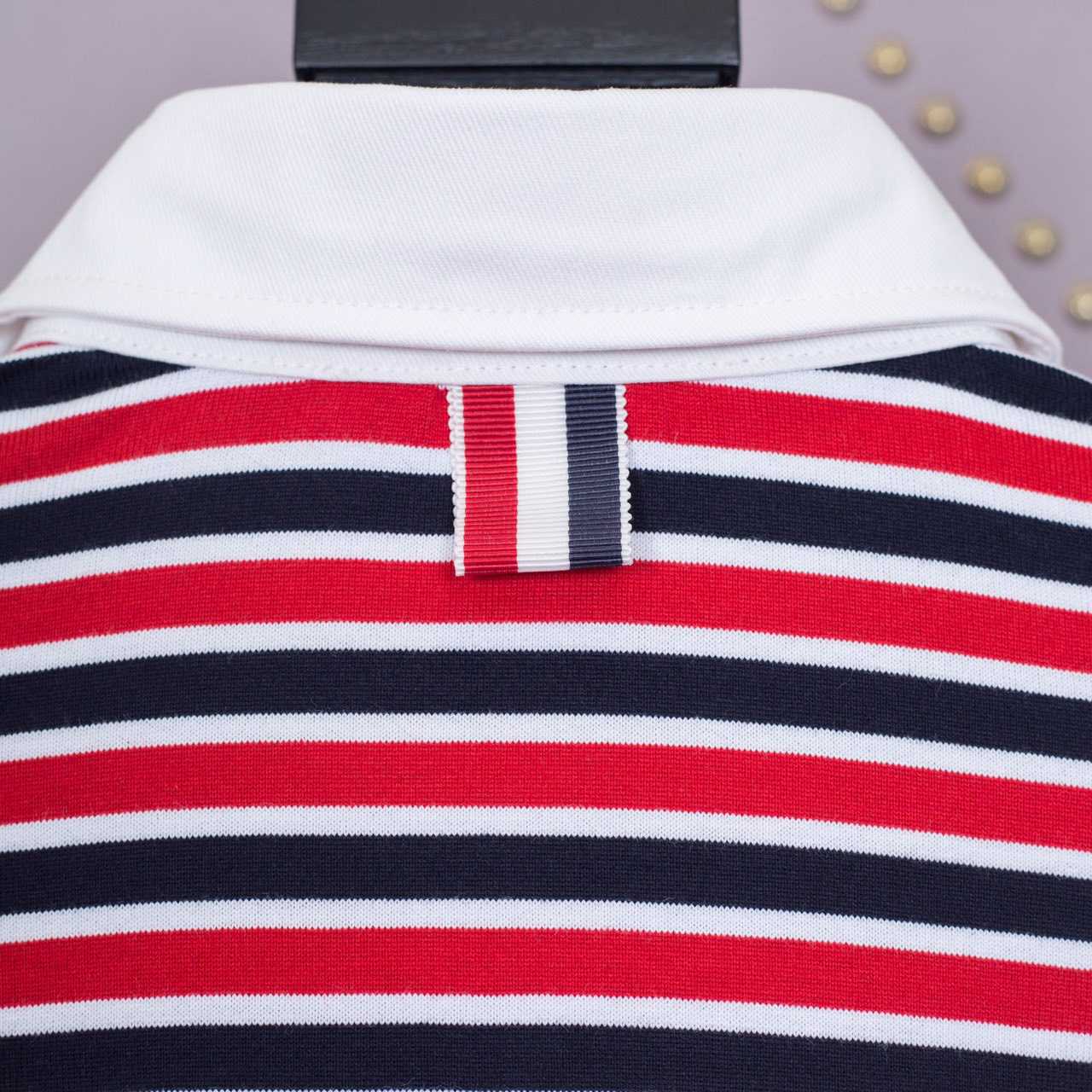 Thom Browne Striped Cotton-jersey Polo  1897 - DesignerGu