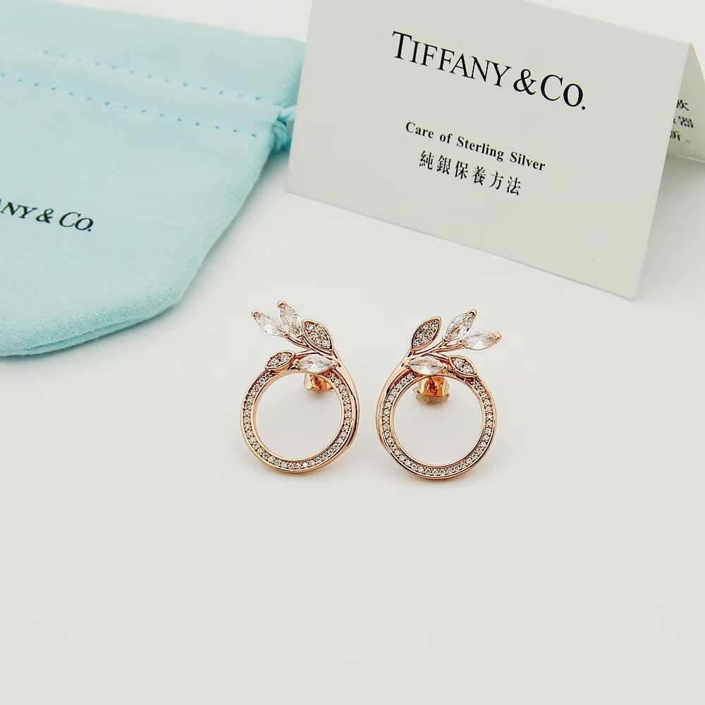 Tiffany & Co. Diamond Vine Circle Earrings In Platinum - DesignerGu