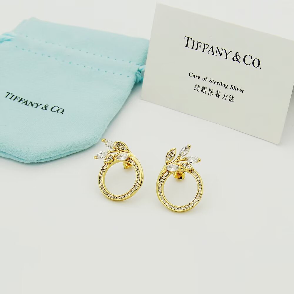 Tiffany & Co. Diamond Vine Circle Earrings In Platinum - DesignerGu