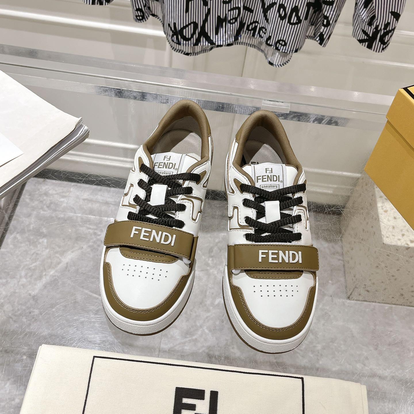 Fendi Match Green Leather Low-tops - DesignerGu