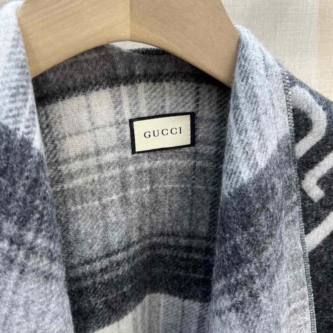 Gucci GG Jacquard Wool Silk Scarf - DesignerGu