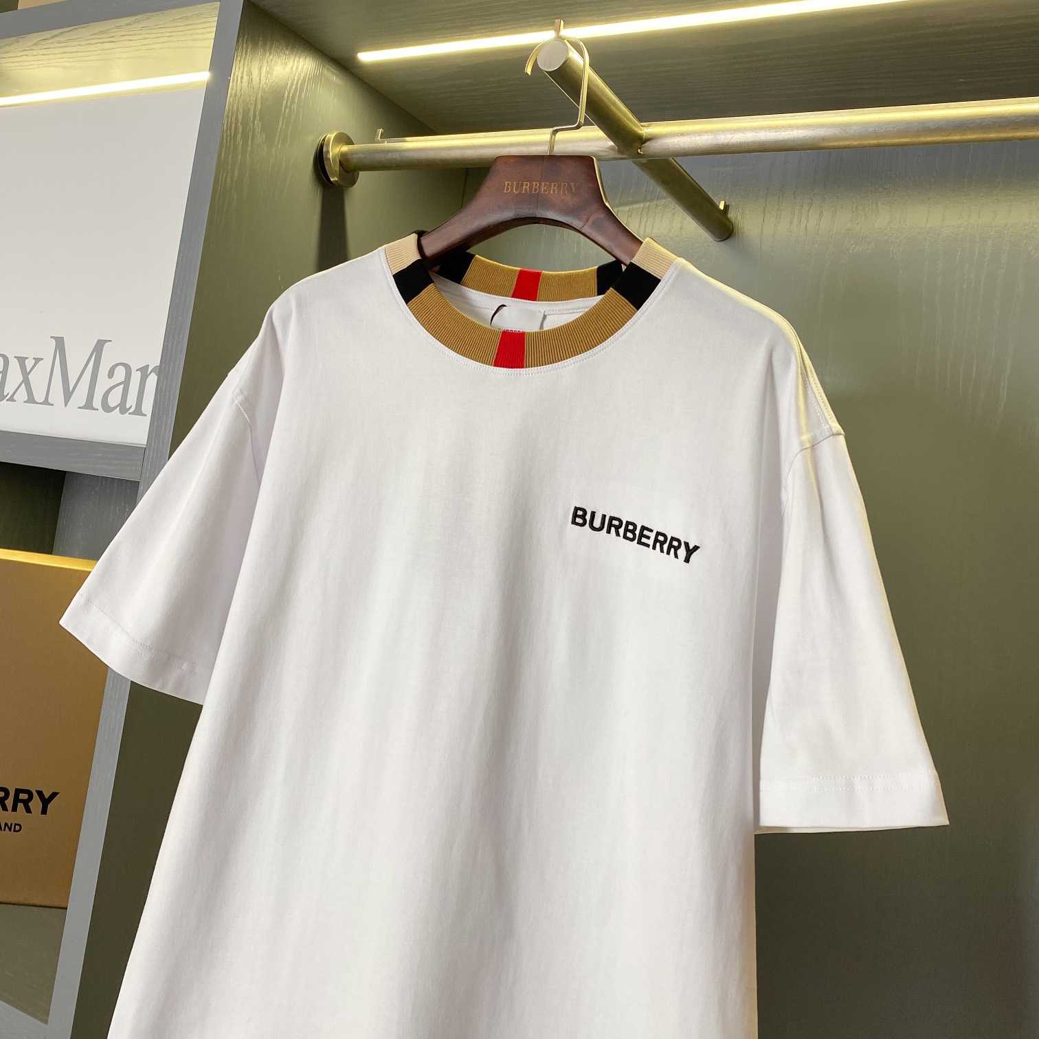 Burberry Icon Stripe Trim Cotton T-shirt - DesignerGu