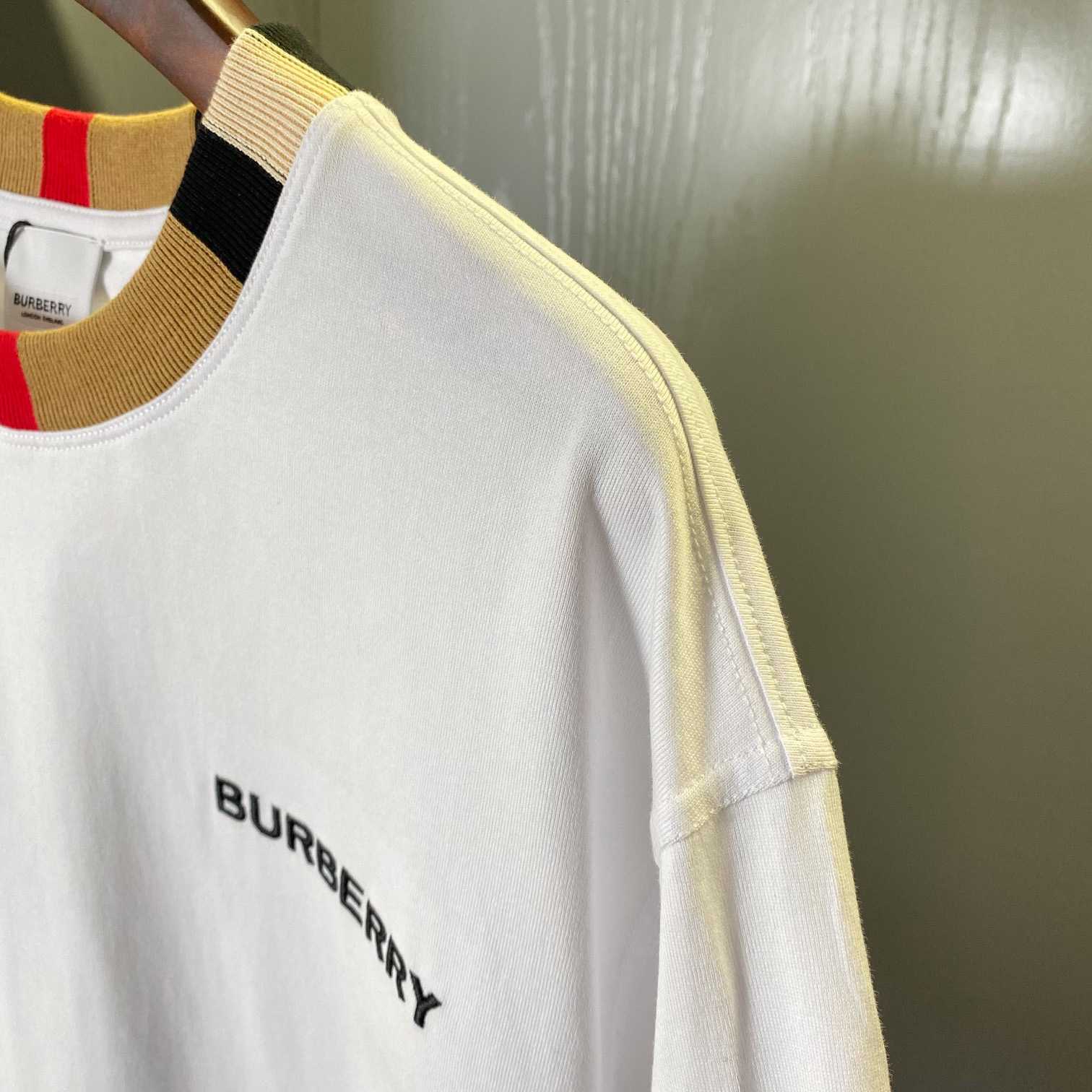 Burberry Icon Stripe Trim Cotton T-shirt - DesignerGu