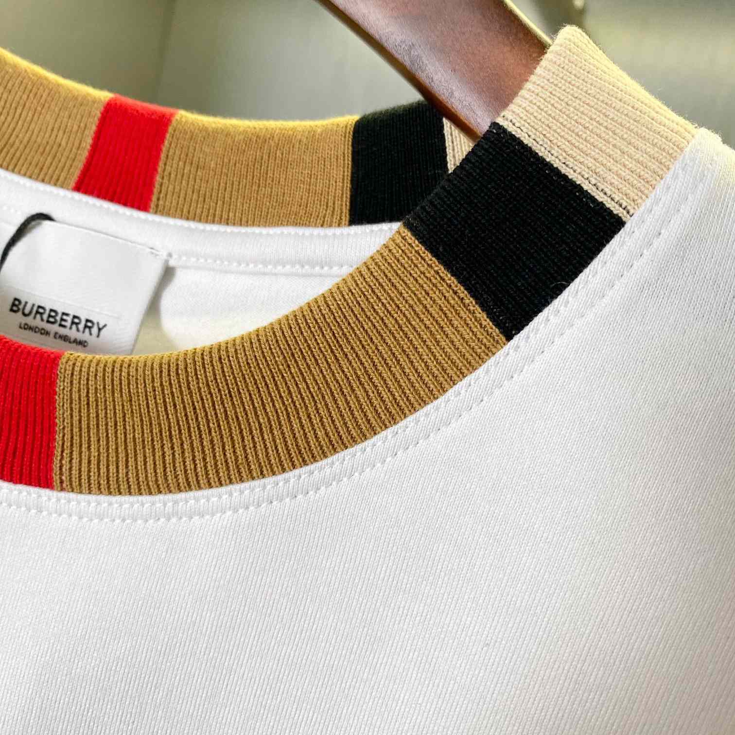 Burberry Icon Stripe Trim Cotton T-shirt - DesignerGu