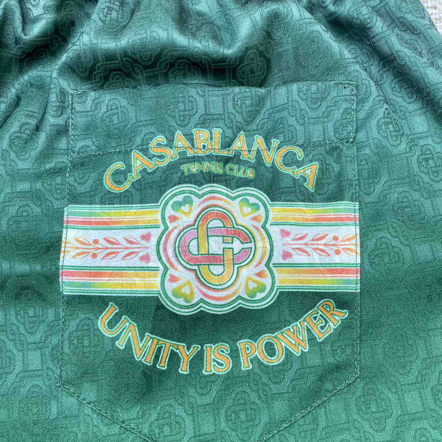 Casablanca Silk Shorts With Drawstring 'Unity Is Power'  CA3475 - DesignerGu