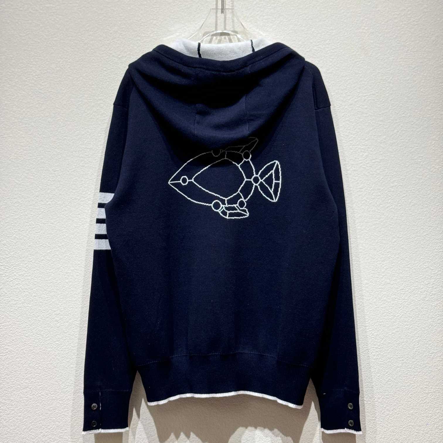 Thom Browne Fish Icon-intarsia Zip Hoodie - DesignerGu