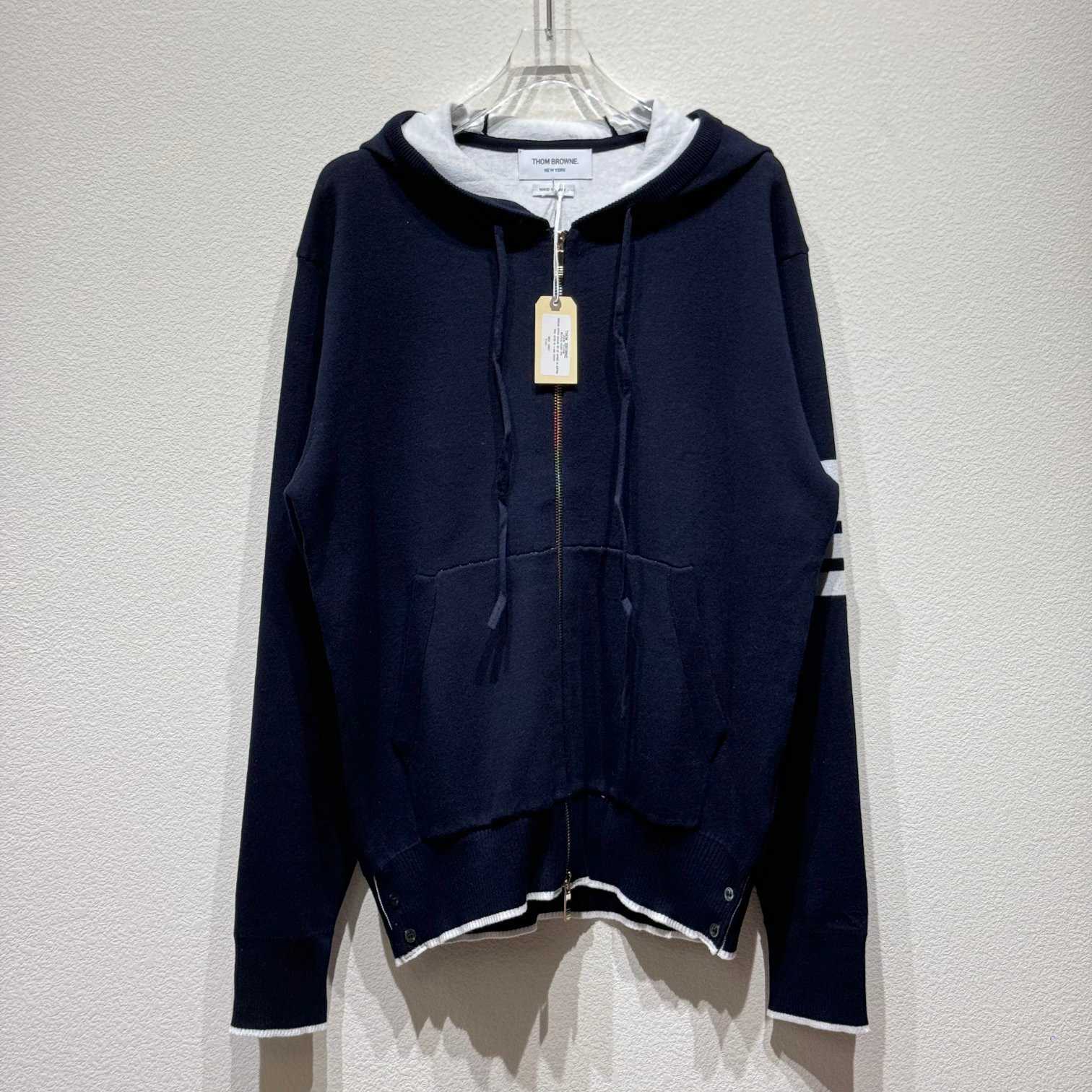 Thom Browne Fish Icon-intarsia Zip Hoodie - DesignerGu