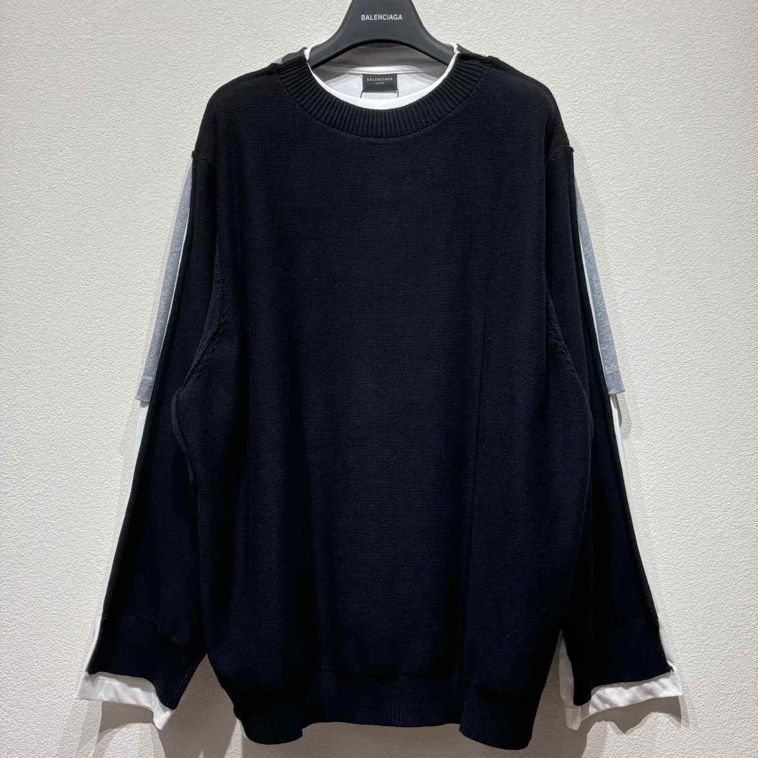 Balenciaga 3B Sports Icon Hybrid Large Sweater In Black - DesignerGu