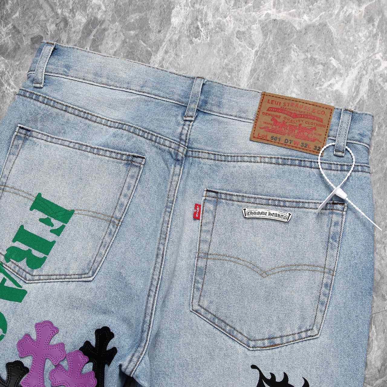 Chrome Heart Cross Patch Denim Jeans - DesignerGu