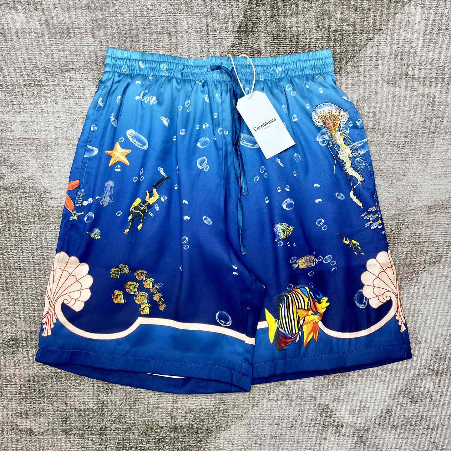 Casablanca Silk Drawstring Shorts 'Blue'   CA3455 - DesignerGu