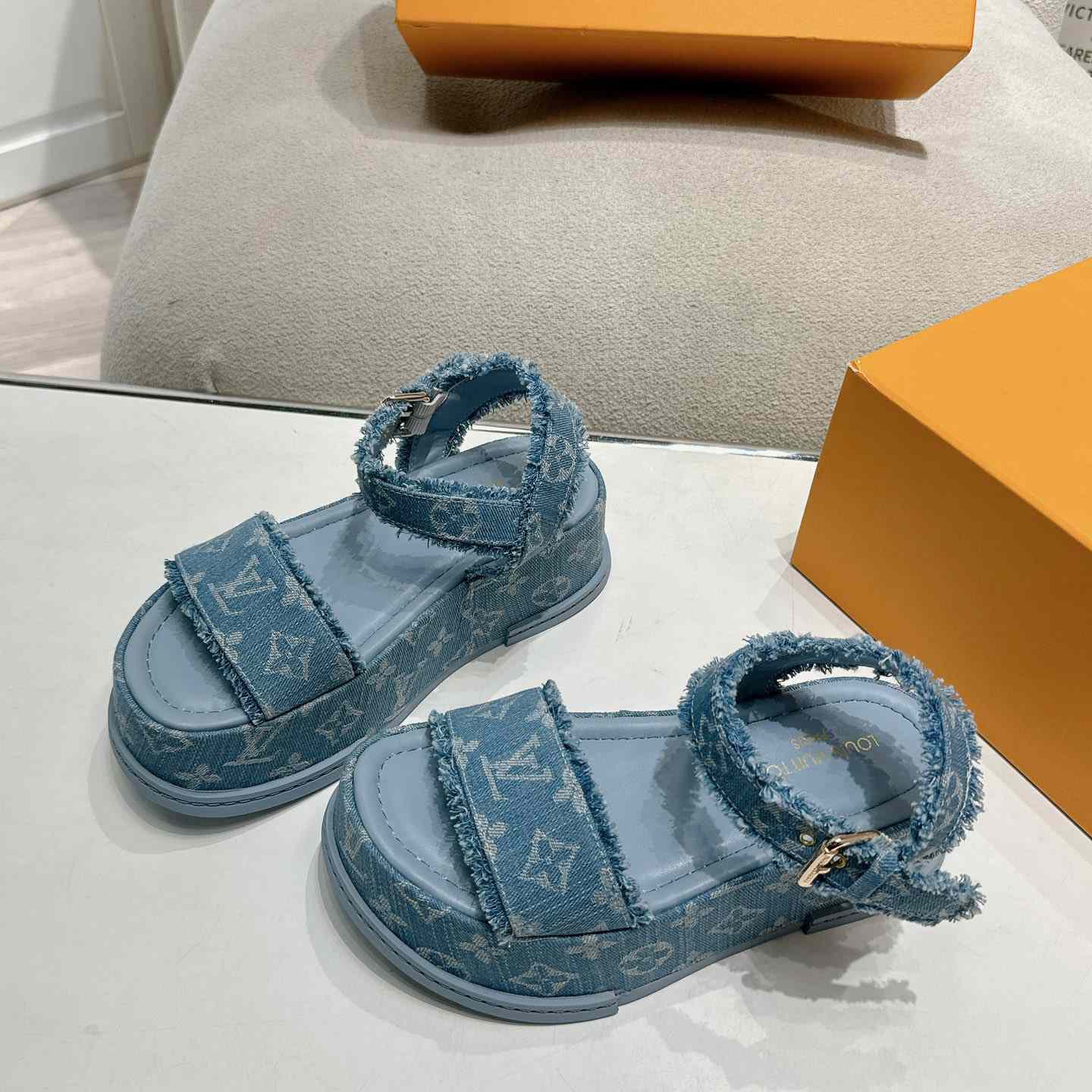 Louis Vuitton Maya Flatform Sandal   - DesignerGu