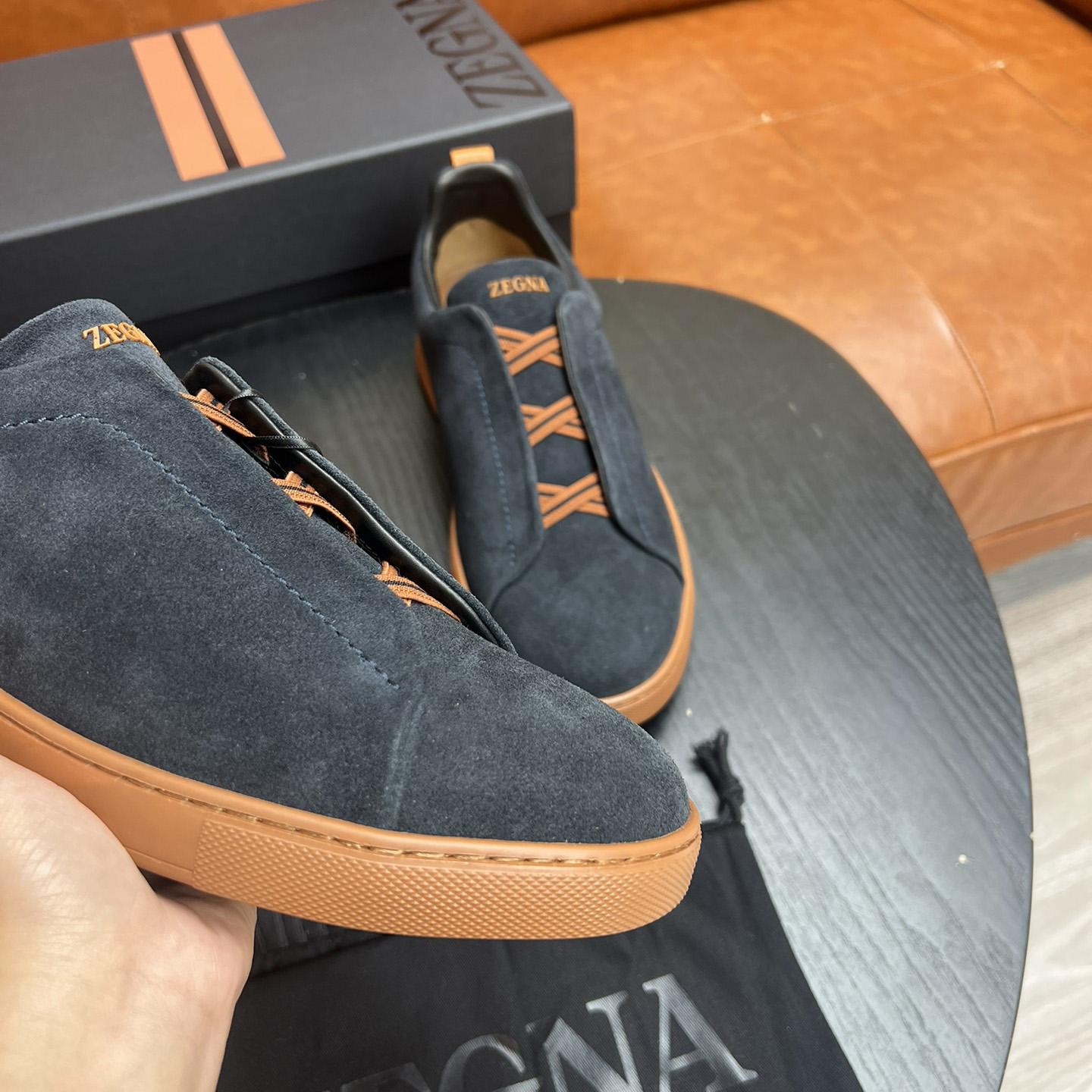 Zegna Black Suede Triple Stitch™ Sneakers - DesignerGu