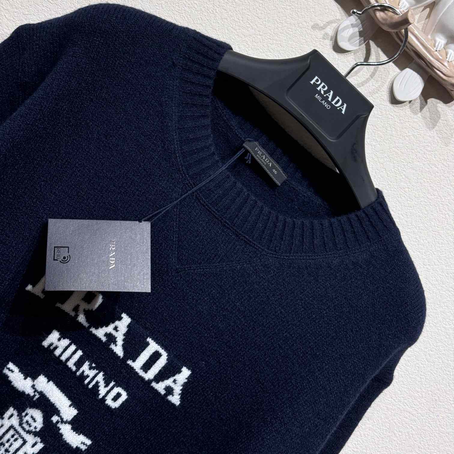 Prada Cashmere And Wool Prada Logo Crew-neck Sweater - DesignerGu