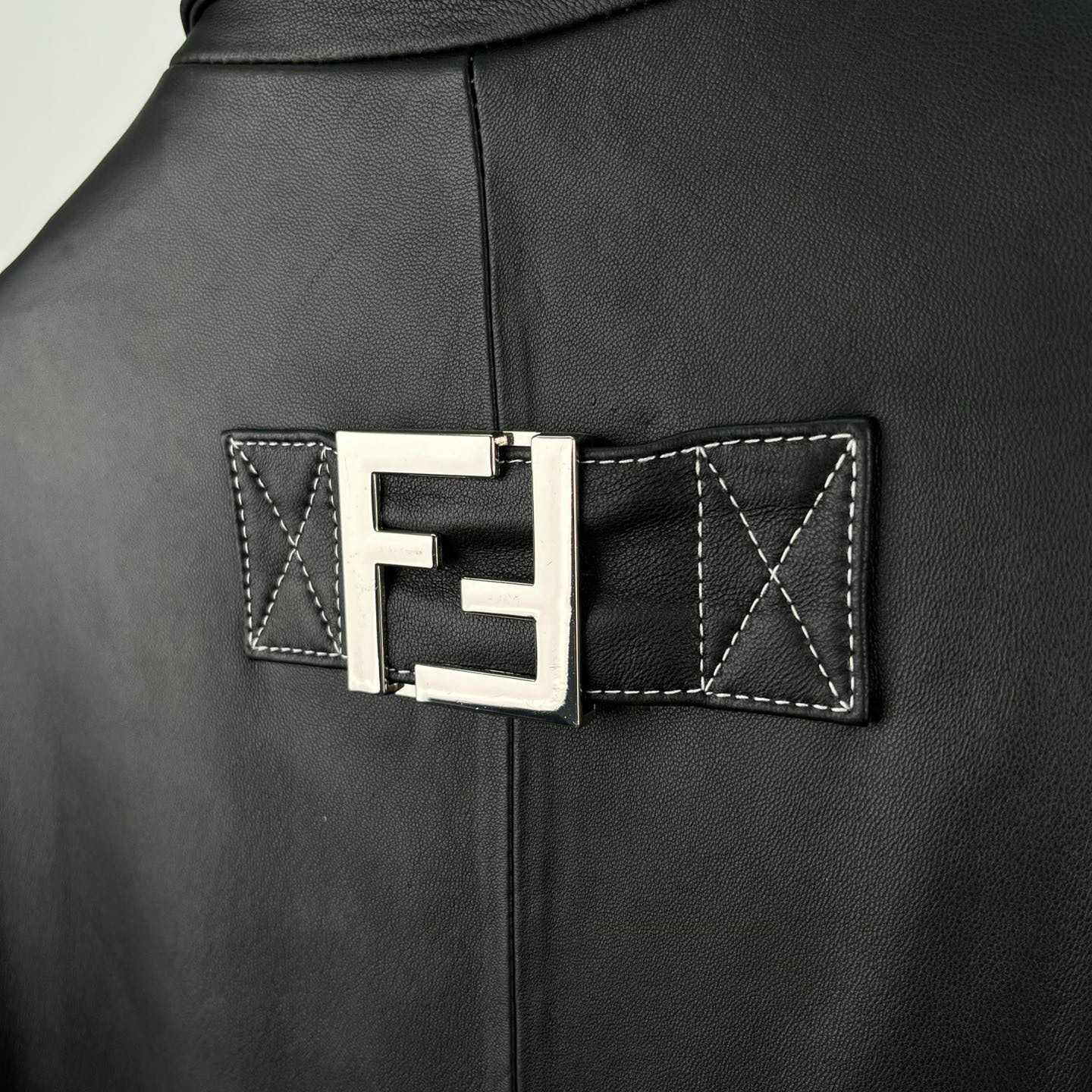 Fendi Black Leather Overcoat - DesignerGu